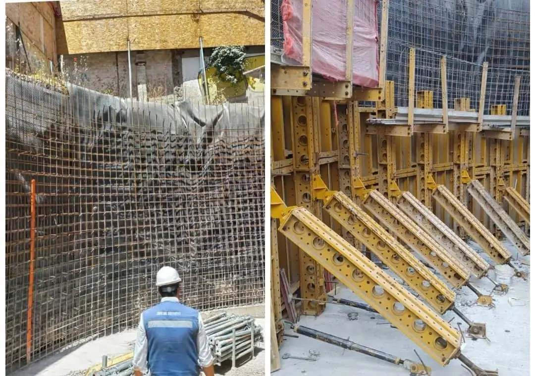 Moldaje de muro curvo en Edificio Carol Urzúa